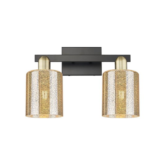 Innovations Cobbleskill 16in 2-Light Bath Vanity Light | Industrial Black Antique Brass and Mercury Glass | Bathroom Vanity | 16 x | Model 716-2W-BAB-G116