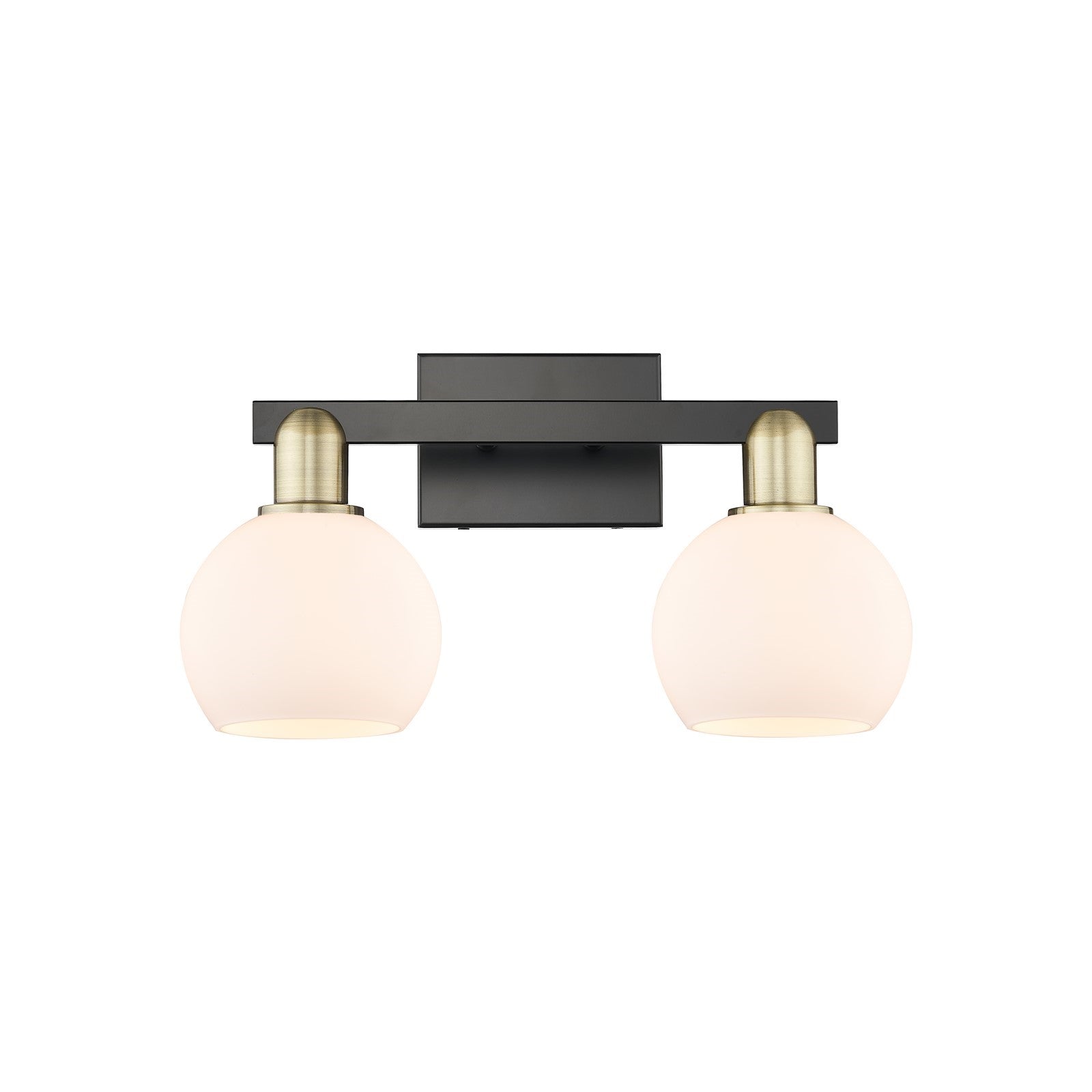 Innovations Athens 17in 2-Light Bath Vanity Light | Industrial Black Antique Brass and Matte White Glass | Bathroom Vanity | Model 716-2W-BAB-G121-6
