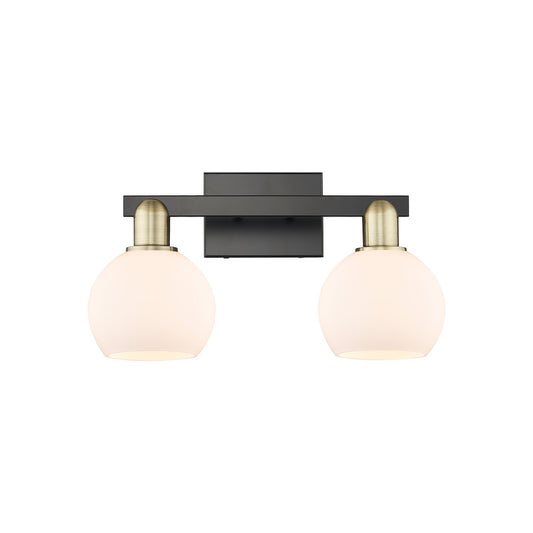 Innovations Athens 17in 2-Light Bath Vanity Light | Industrial Black Antique Brass and Matte White Glass | Bathroom Vanity | Model 716-2W-BAB-G121-6