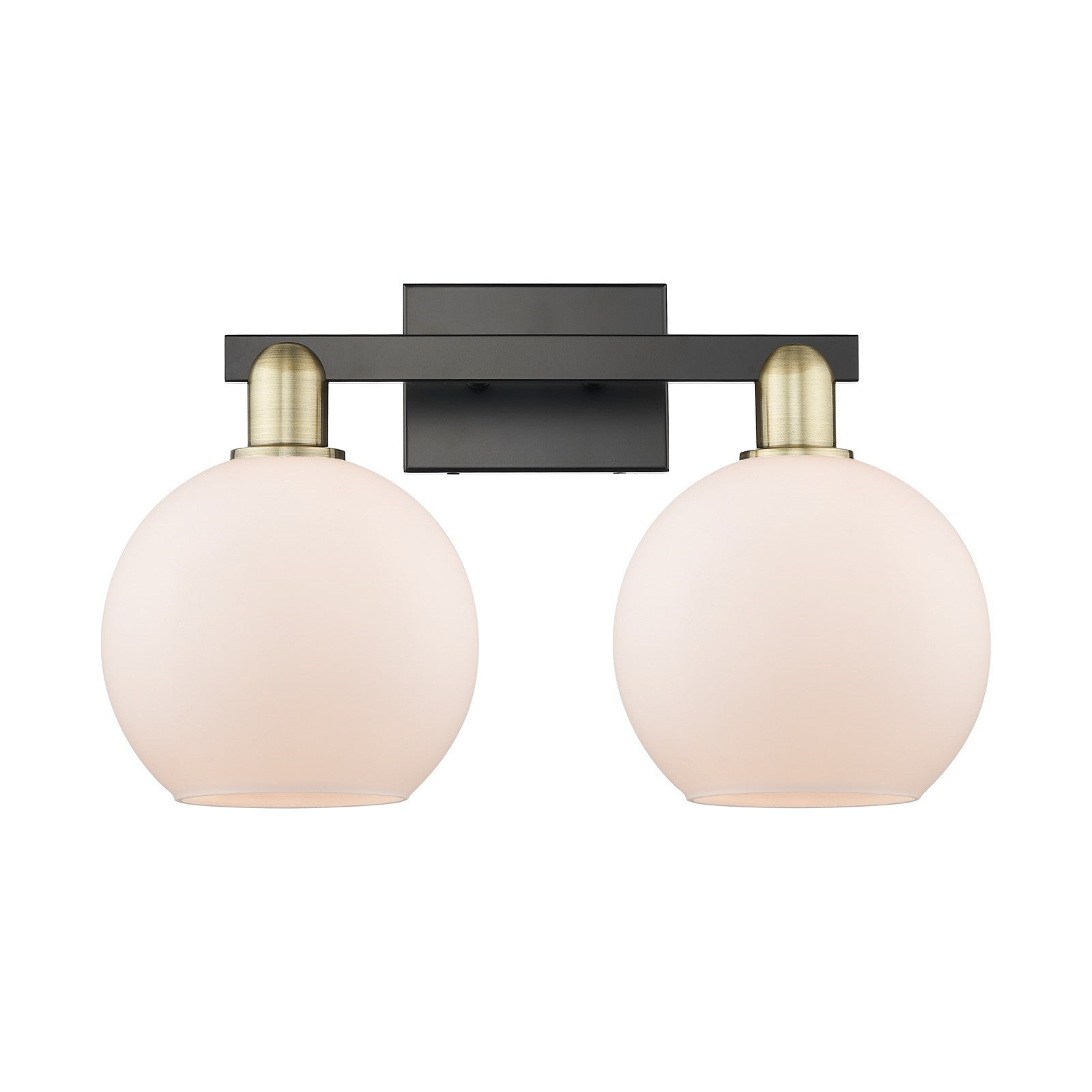Innovations Athens 19in 2-Light Bath Vanity | Industrial Black Antique Brass and Matte White Glass | Bathroom Vanity Light | 19 | Model 716-2W-BAB-G121-8
