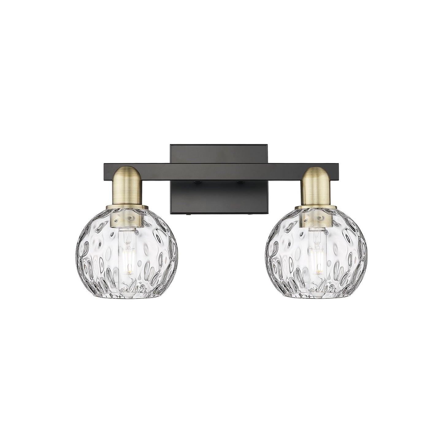 Innovations Athens Water Glass 17in 2-Light Bath Vanity Light | Industrial Black Antique Brass and Clear Glass | Bathroom | Model 716-2W-BAB-G1215-6