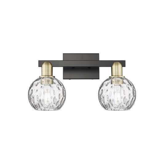 Innovations Athens Water Glass 17in 2-Light Bath Vanity Light | Industrial Black Antique Brass and Clear Glass | Bathroom | Model 716-2W-BAB-G1215-6