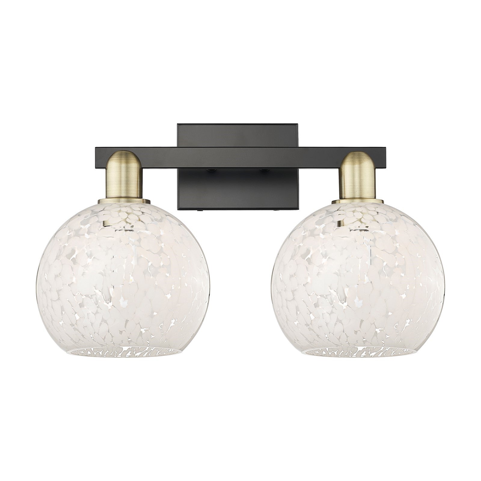 Innovations Lighting Arcadia 19in 2-Light Bath Vanity Light | Industrial Black Antique Brass and White Mouchette Glass | Model 716-2W-BAB-G1216-8WM