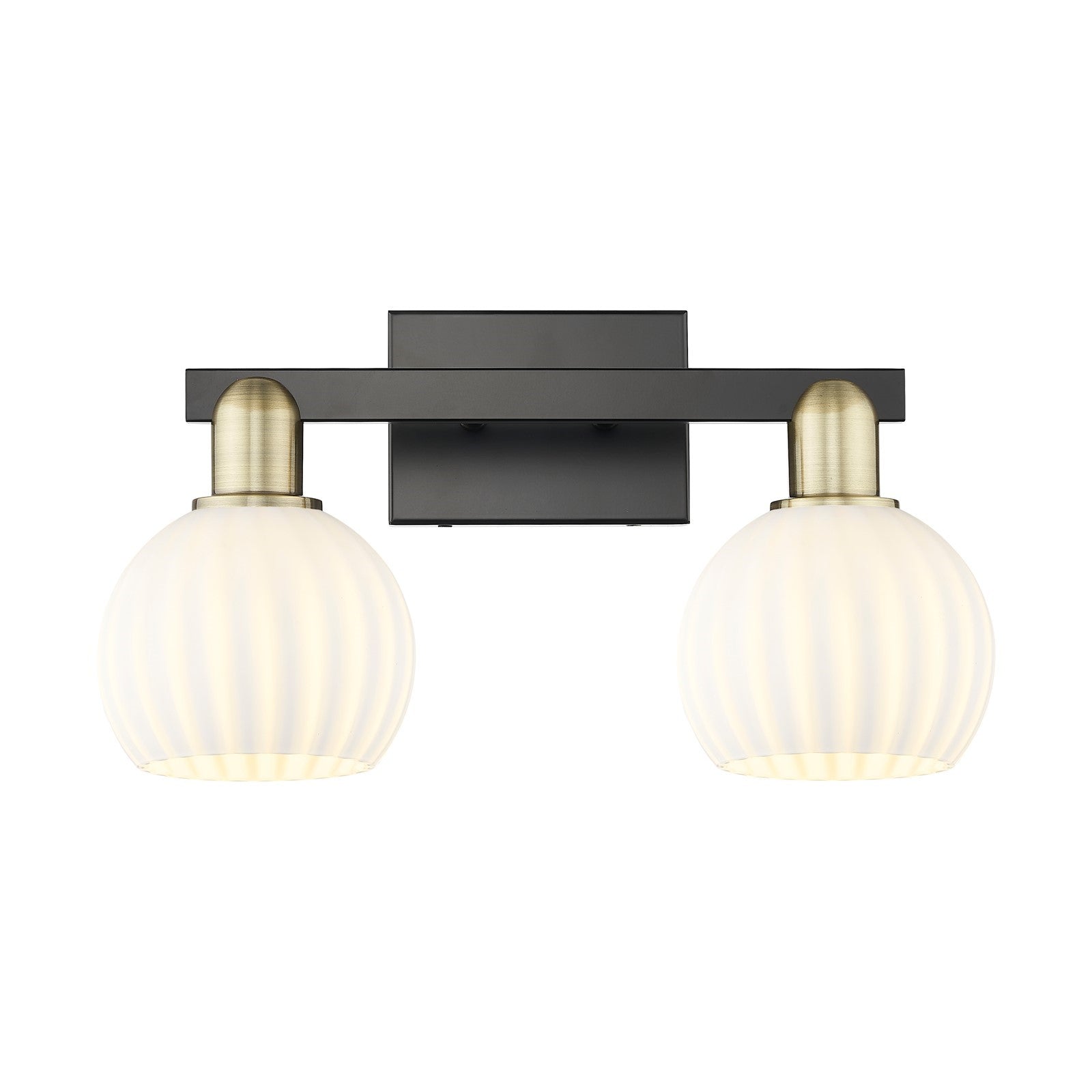 Innovations Lighting Arcadia 17in 2-Light Bath Vanity Light | Industrial Black Antique Brass and White Venetian Glass | Model 716-2W-BAB-G1217-6WV