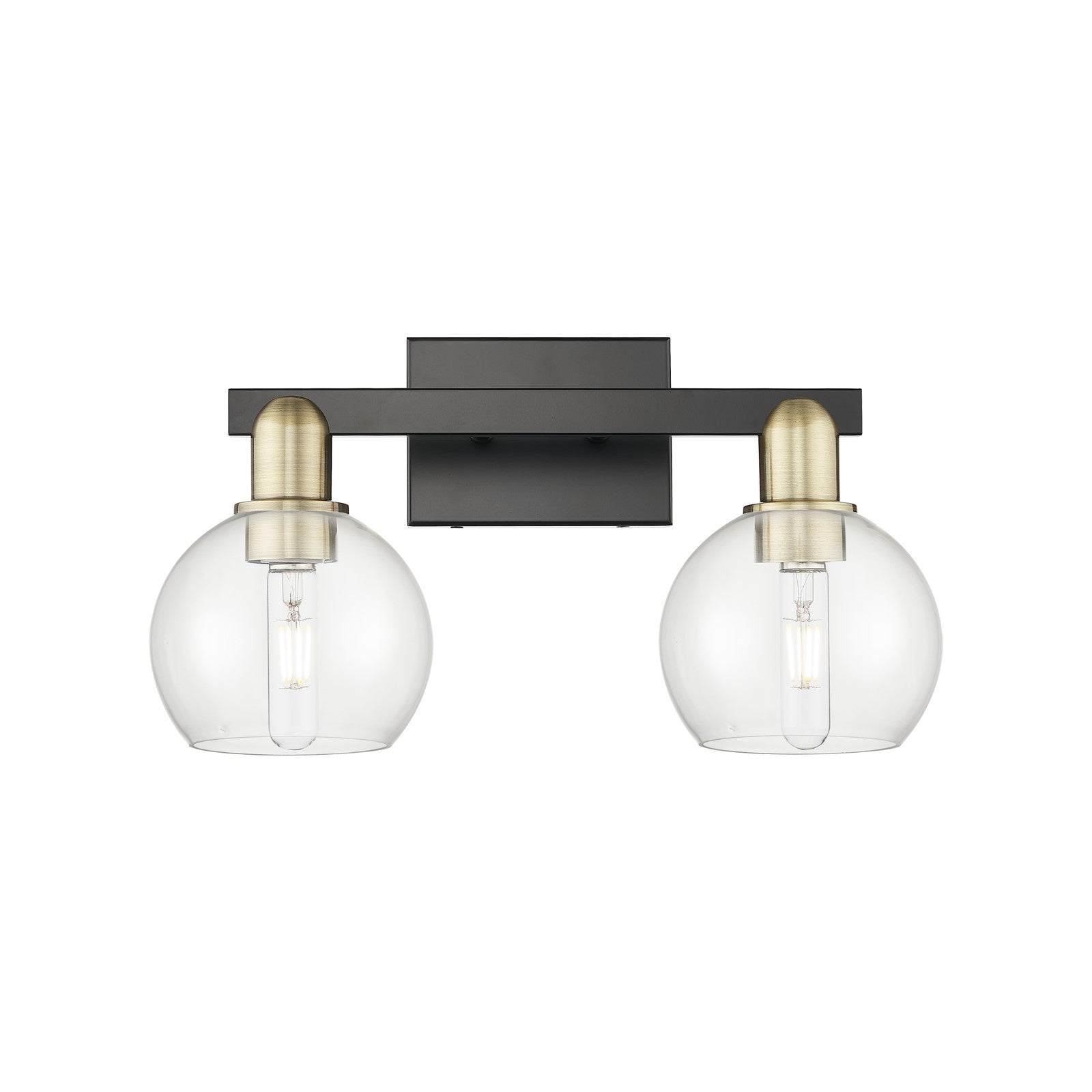Innovations Athens 17in 2-Light Bath Vanity Light | Industrial Black Antique Brass and Clear Glass | Bathroom Vanity | 16.88 x | Model 716-2W-BAB-G122-6