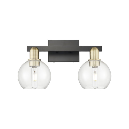 Innovations Athens 17in 2-Light Bath Vanity Light | Industrial Black Antique Brass and Clear Glass | Bathroom Vanity | 16.88 x | Model 716-2W-BAB-G122-6