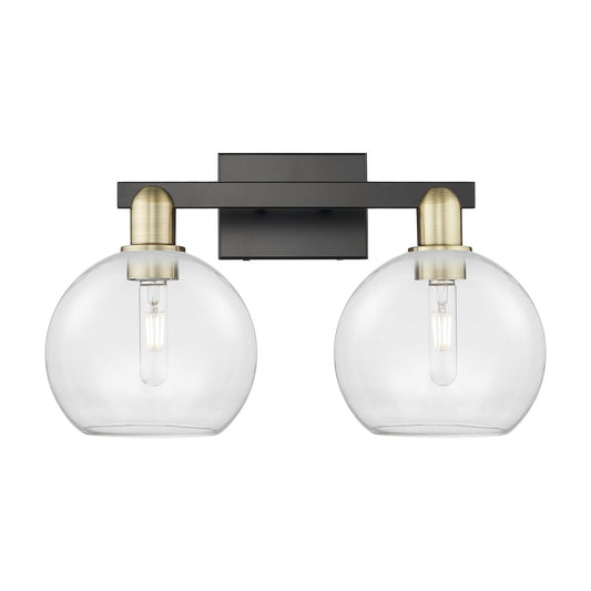 Innovations Athens 19in 2-Light Bath Vanity | Industrial Black Antique Brass Steel and Clear Glass | Bathroom Vanity Light | 19 | Model 716-2W-BAB-G122-8