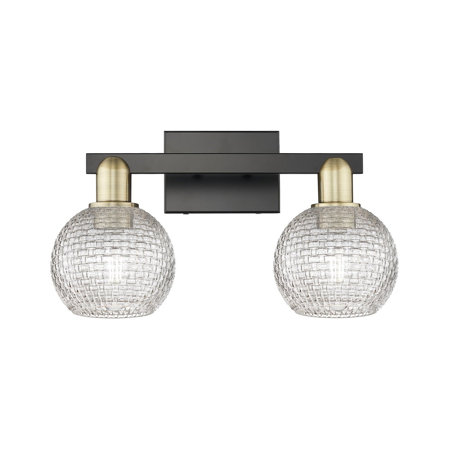 Innovations Athens 17in 2-Light Bath Vanity Light | Industrial Black Antique Brass and Clear Basket Weave Glass | Bathroom | Model 716-2W-BAB-G122C-6CL
