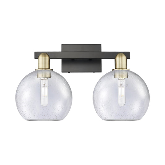Innovations Athens 19in 2-Light Bath Vanity | Industrial Black Antique Brass and Seedy Glass | Bathroom Vanity Light | 19 x | Model 716-2W-BAB-G124-8