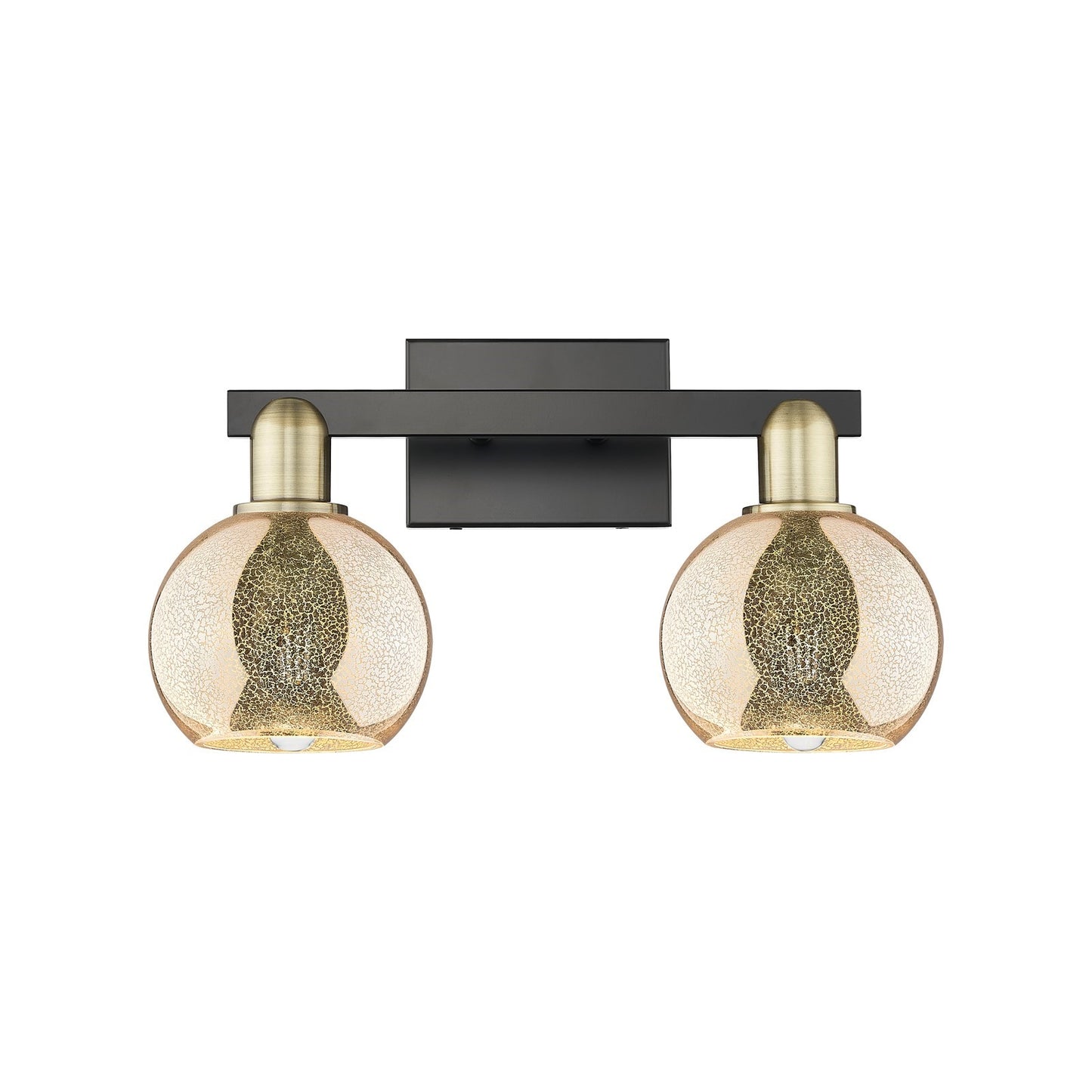Innovations Athens 17in 2-Light Bath Vanity Light | Industrial Black Antique Brass and Mercury Glass | Bathroom Vanity | 16.88 x | Model 716-2W-BAB-G128-6