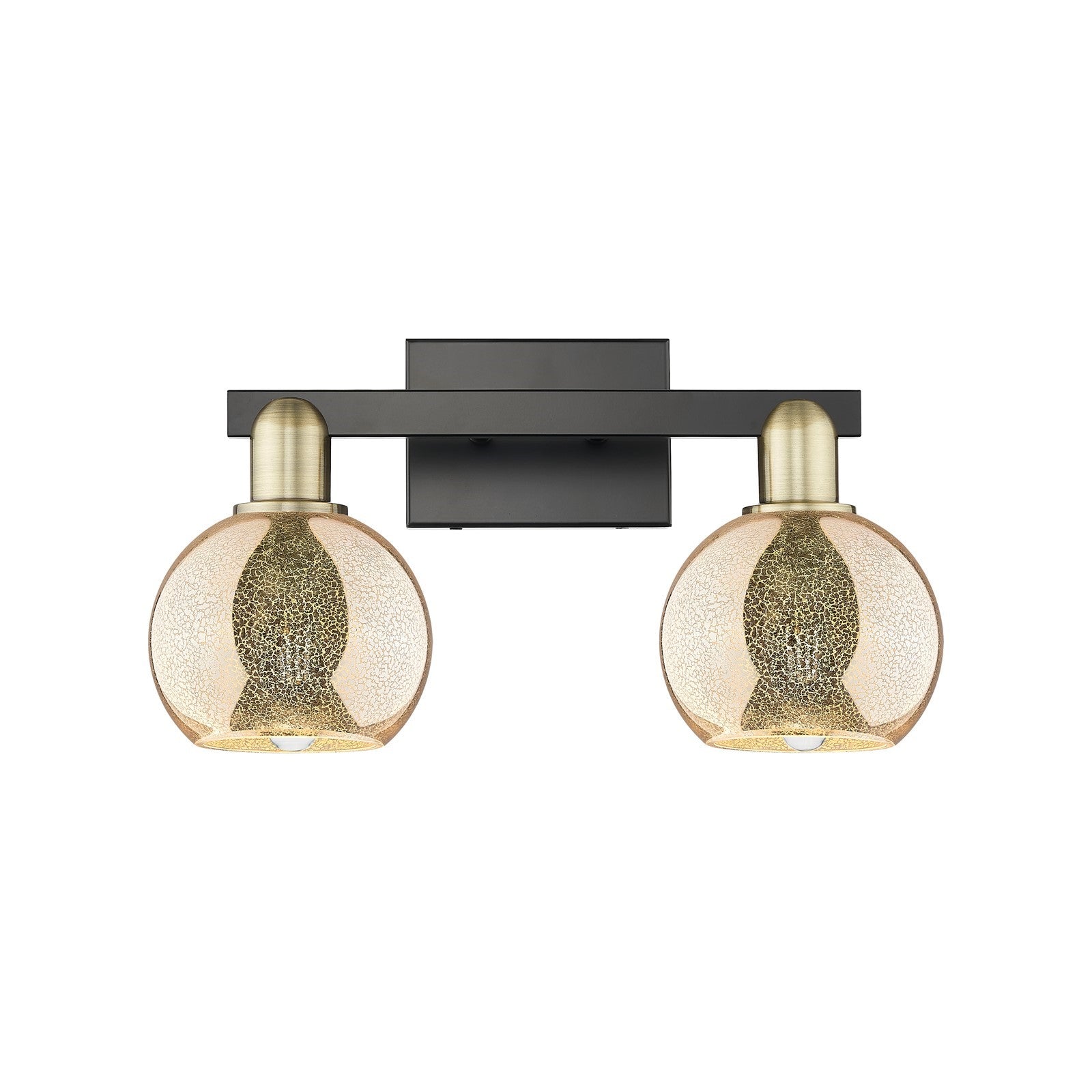 Innovations Athens 17in 2-Light Bath Vanity Light | Industrial Black Antique Brass and Mercury Glass | Bathroom Vanity | 16.88 x | Model 716-2W-BAB-G128-6