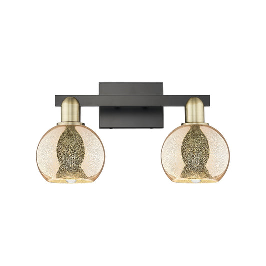 Innovations Athens 17in 2-Light Bath Vanity Light | Industrial Black Antique Brass and Mercury Glass | Bathroom Vanity | 16.88 x | Model 716-2W-BAB-G128-6