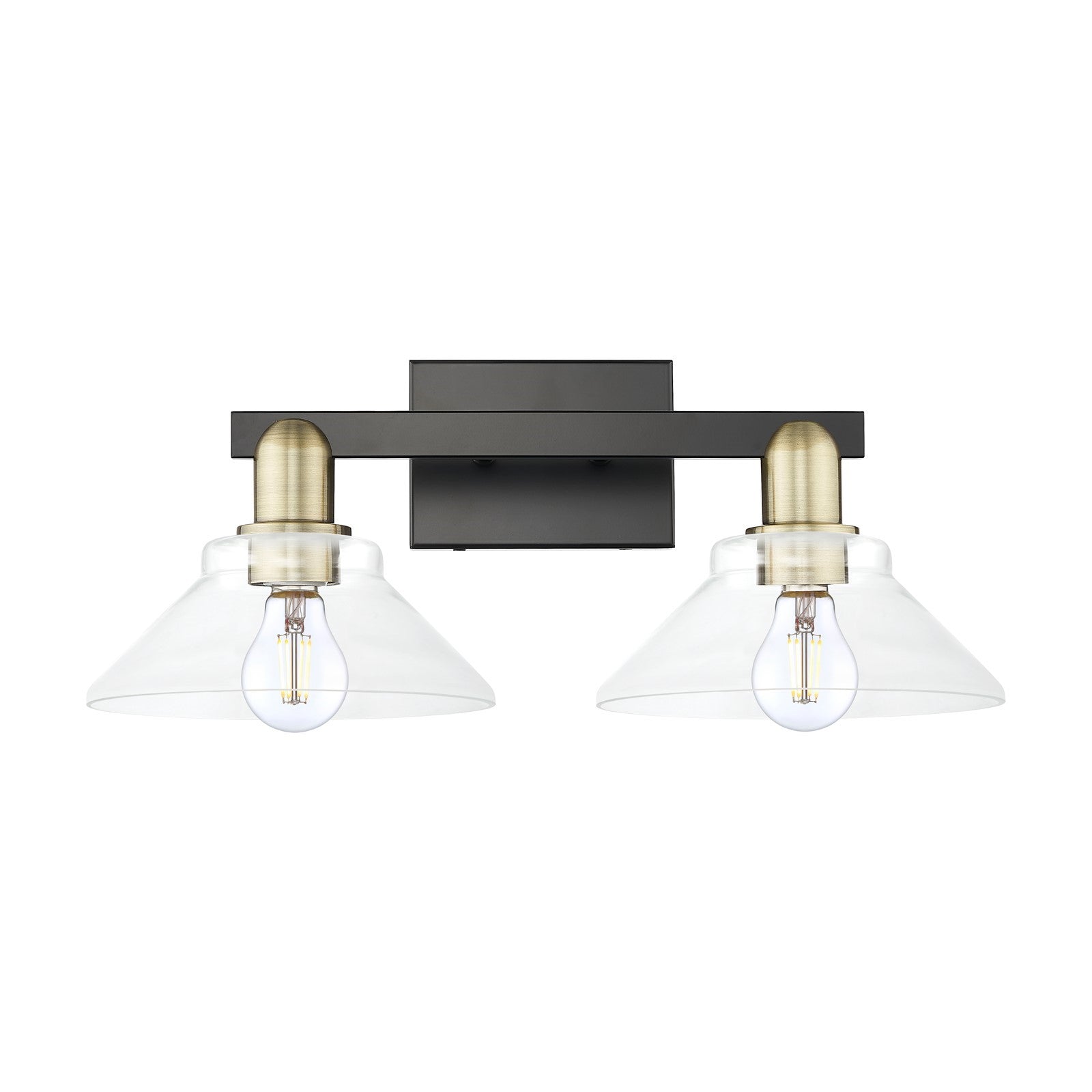 Innovations Orwell 19in 2-Light Bath Vanity | Industrial Black Antique Brass and Clear Glass | Bathroom Vanity Light | 19.38 x | Model 716-2W-BAB-G132
