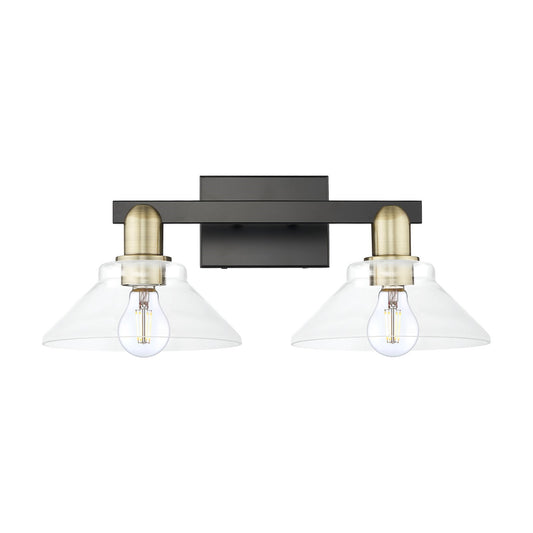 Innovations Orwell 19in 2-Light Bath Vanity | Industrial Black Antique Brass and Clear Glass | Bathroom Vanity Light | 19.38 x | Model 716-2W-BAB-G132