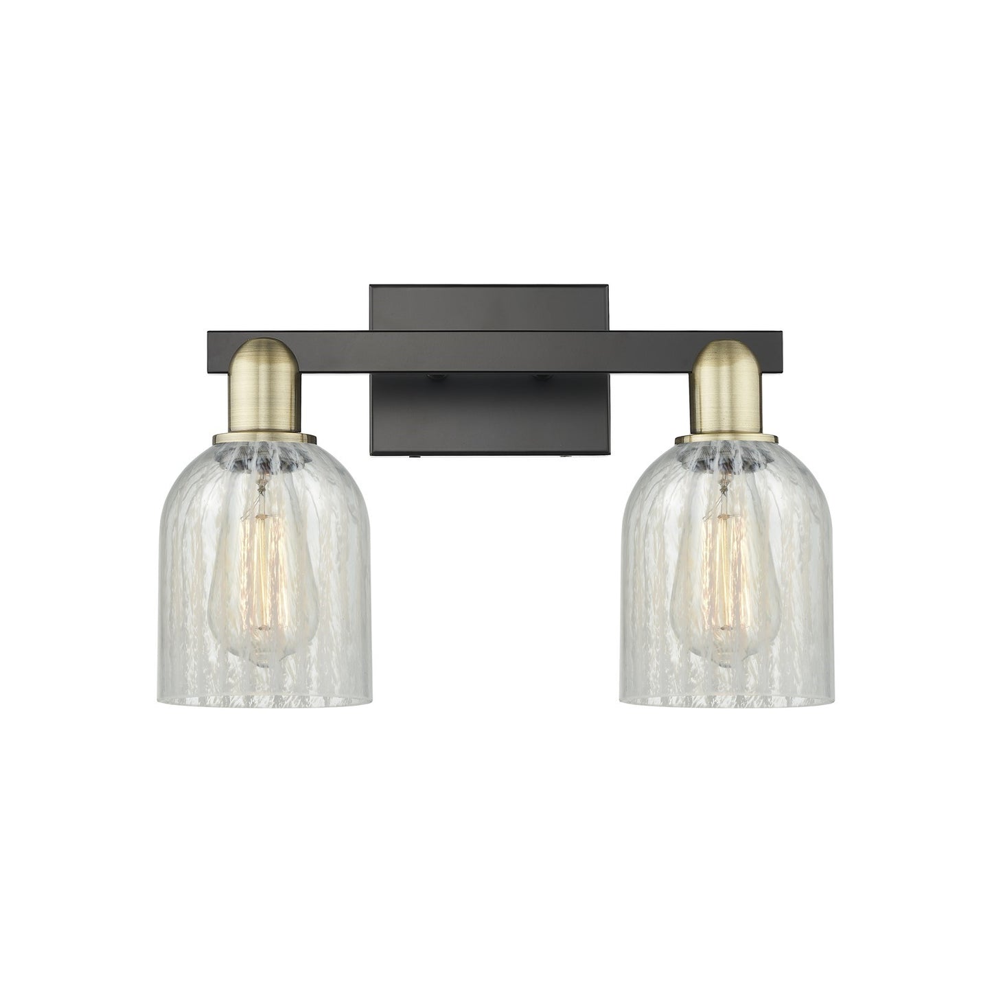 Innovations Caledonia 16in 2-Light Bath Vanity | Industrial Black Antique Brass and Mouchette Glass | Bathroom Vanity Light | 16 | Model 716-2W-BAB-G2511