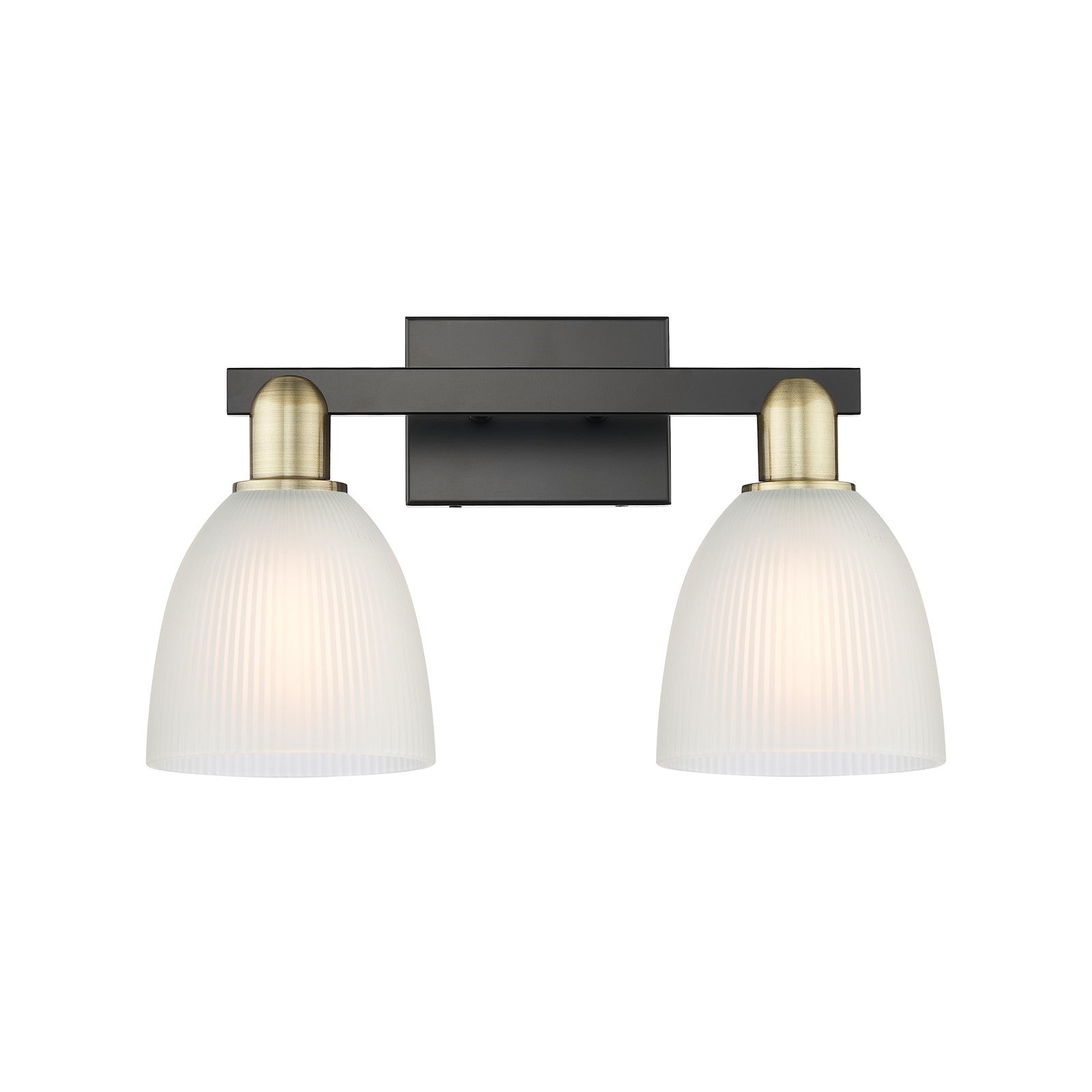 Innovations Castile 17in 2-Light Bath Vanity Light | Industrial Black Antique Brass Steel and White Glass | Bathroom Vanity | 17 x | Model 716-2W-BAB-G381