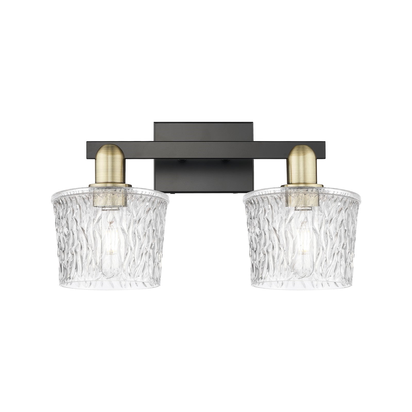 Innovations Niagara 18in 2-Light Bath Vanity | Industrial Black Antique Brass and Clear Glass | Bathroom Vanity Light | 17.5 x | Model 716-2W-BAB-G402