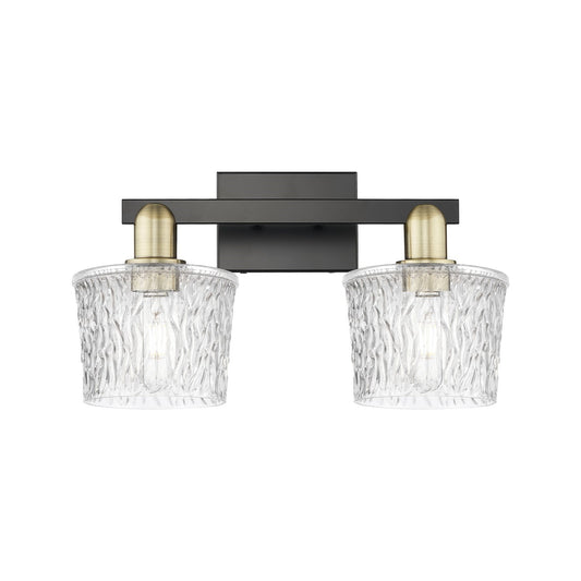 Innovations Niagara 18in 2-Light Bath Vanity | Industrial Black Antique Brass and Clear Glass | Bathroom Vanity Light | 17.5 x | Model 716-2W-BAB-G402
