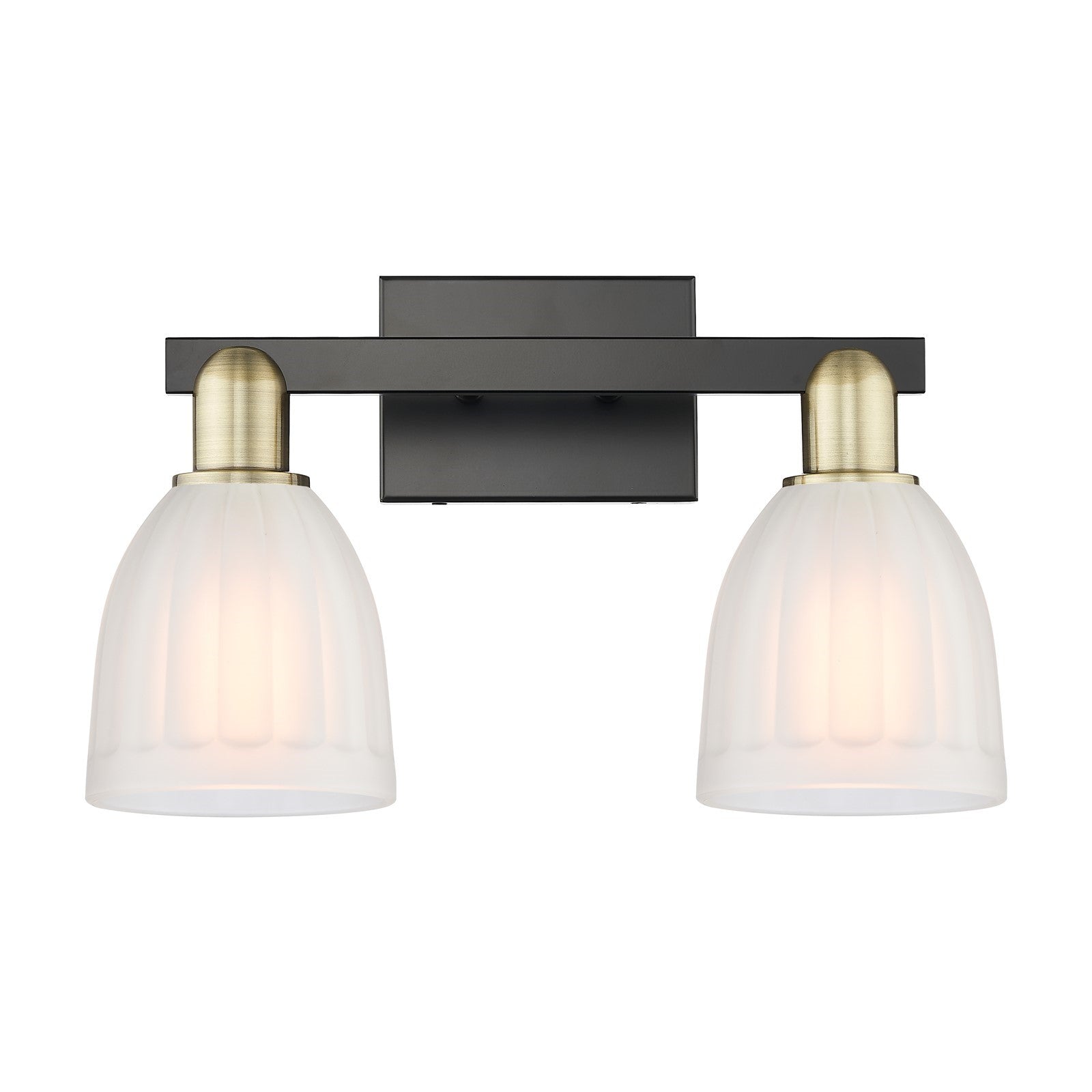 Innovations Brookfield 17in 2-Light Bath Vanity Light | Industrial Black Antique Brass and White Frosted Glass | Bathroom Vanity | Model 716-2W-BAB-G441