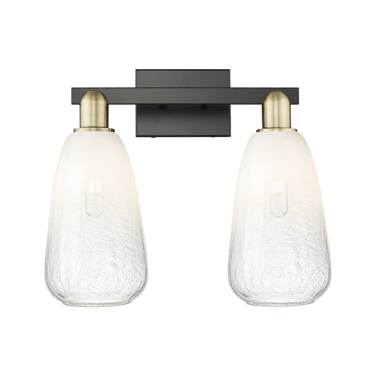 Innovations Brookhaven Almond 17in 2-Light Bath Vanity Light | Industrial Black Antique Brass and Opal Glass | Bathroom Vanity | Model 716-2W-BAB-G480-6OP