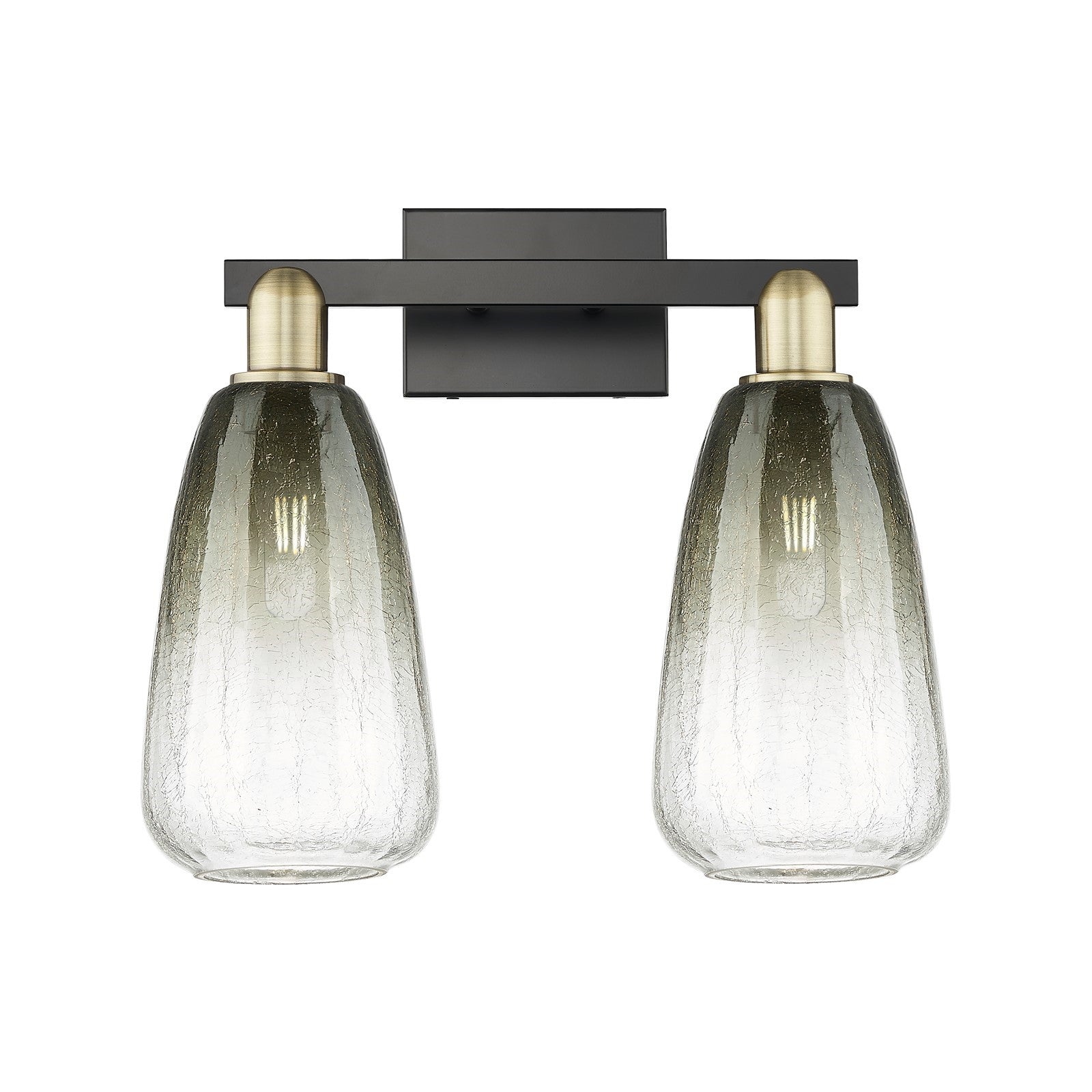 Innovations Brookhaven Almond 17in 2-Light Bath Vanity Light | Industrial Black Antique Brass and Slate Glass | Bathroom | Model 716-2W-BAB-G480-6SL