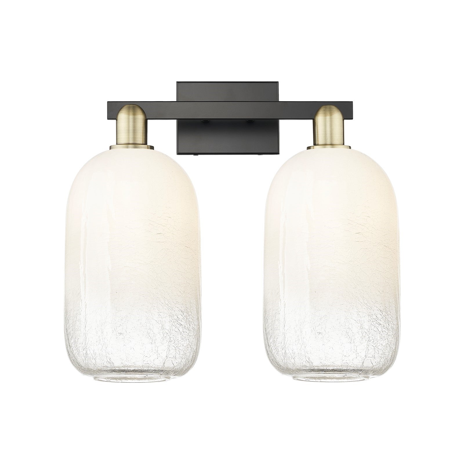 Innovations Brookhaven Cloche 18in 2-Light Bath Vanity Light | Industrial Black Antique Brass and Opal Glass | Bathroom Vanity | Model 716-2W-BAB-G482-7OP