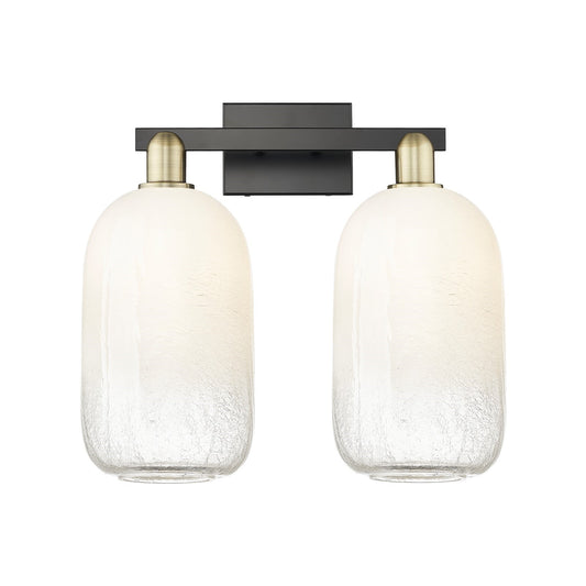 Innovations Brookhaven Cloche 18in 2-Light Bath Vanity Light | Industrial Black Antique Brass and Opal Glass | Bathroom Vanity | Model 716-2W-BAB-G482-7OP