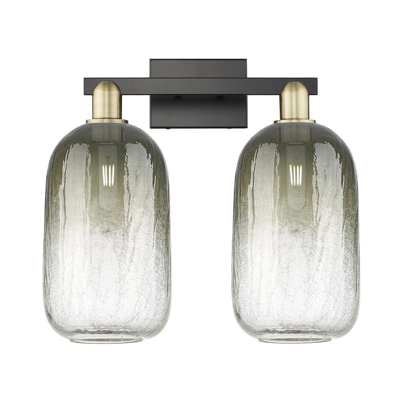 Innovations Brookhaven Cloche 18in 2-Light Bath Vanity Light | Industrial Black Antique Brass and Slate Glass | Damp Rated | Model 716-2W-BAB-G482-7SL