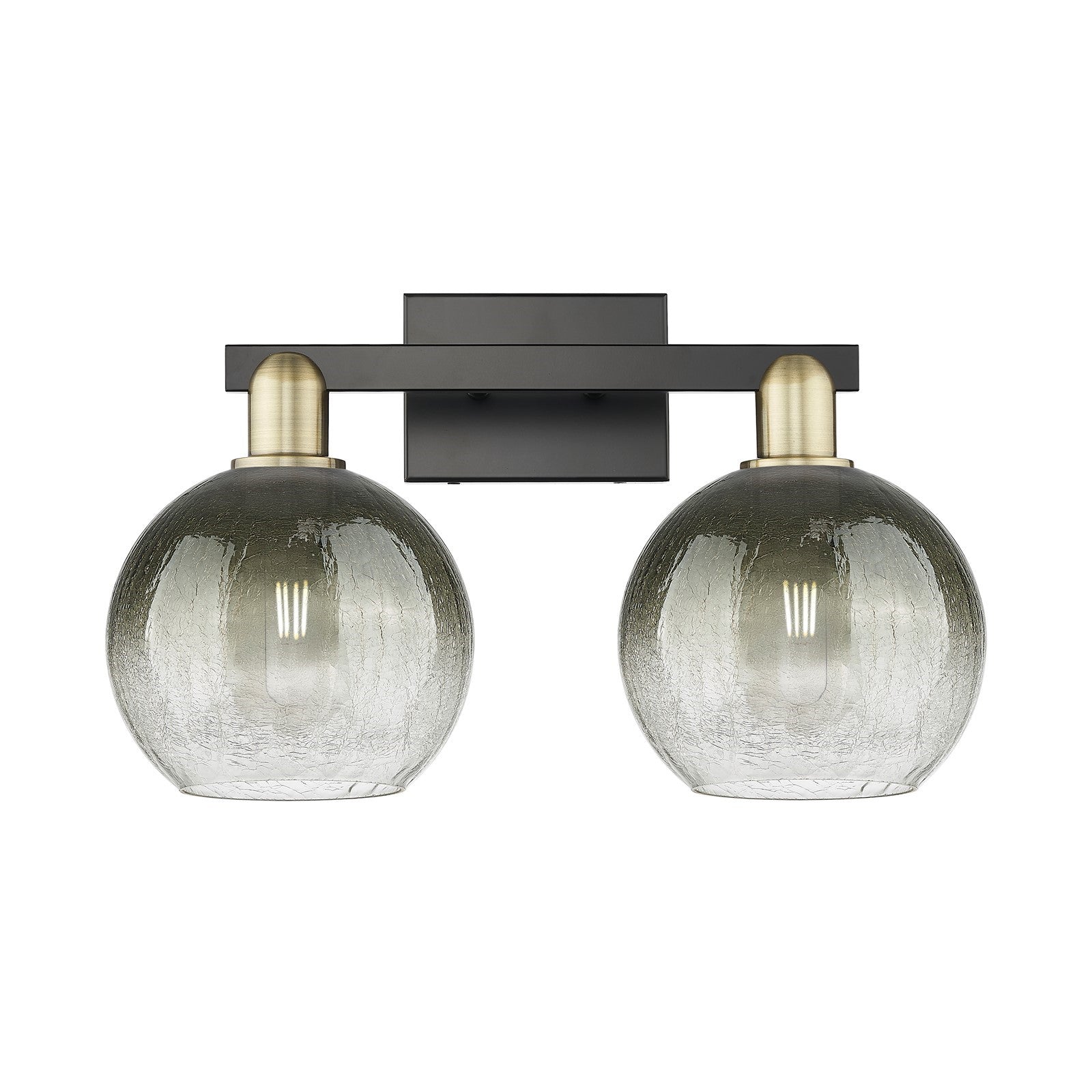 Innovations Brookhaven Globe 19in 2-Light Bath Vanity Light | Industrial Black Antique Brass and Slate Glass | Bathroom Vanity | Model 716-2W-BAB-G483-8SL
