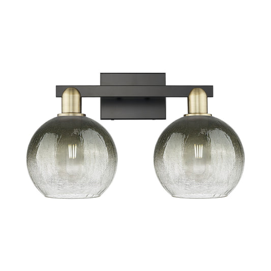 Innovations Brookhaven Globe 19in 2-Light Bath Vanity Light | Industrial Black Antique Brass and Slate Glass | Bathroom Vanity | Model 716-2W-BAB-G483-8SL