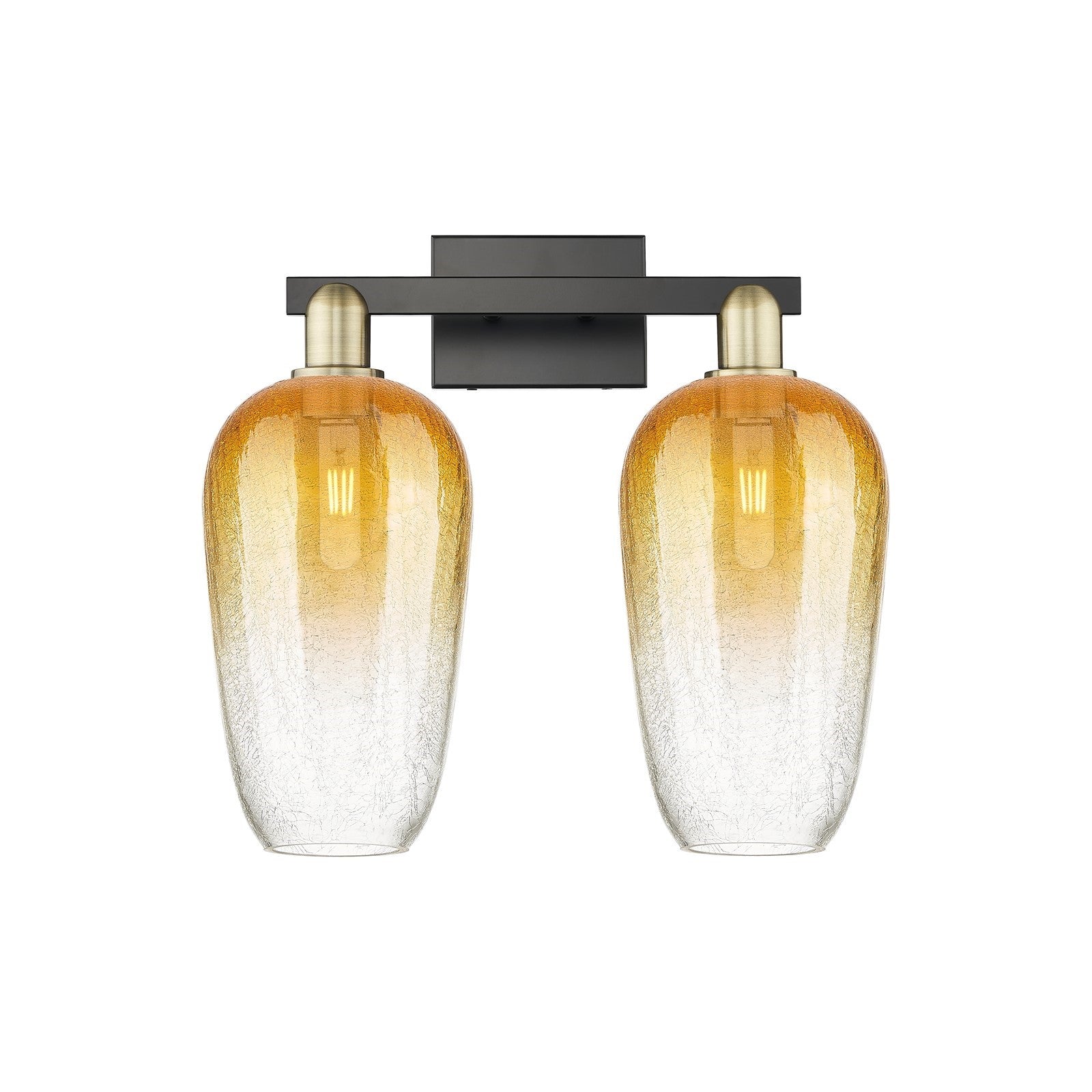 Innovations Brookhaven Flute 18in 2-Light Bath Vanity Light | Industrial Black Antique Brass and Amber Glass | Bathroom Vanity | Model 716-2W-BAB-G484-7AM