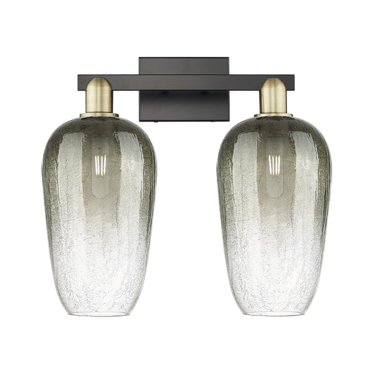 Innovations Brookhaven Flute 18in 2-Light Bath Vanity Light | Industrial Black Antique Brass and Slate Glass | Bathroom Vanity | Model 716-2W-BAB-G484-7SL