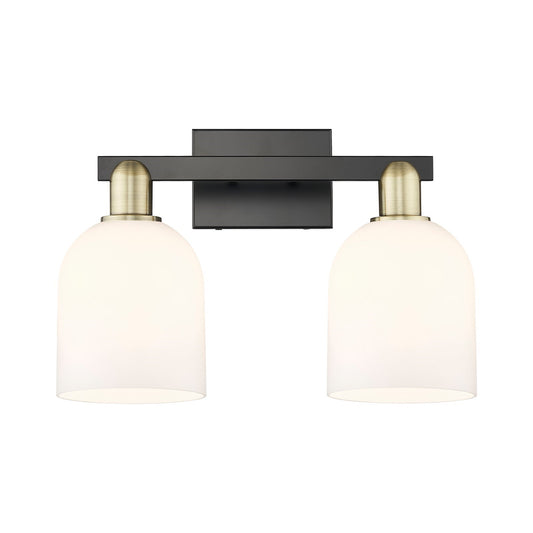 Innovations Bella 17in 2-Light Bath Vanity Light | Industrial Black Antique Brass and White Glass | Bathroom Vanity | 16.5 x | Model 716-2W-BAB-G558-6GWH