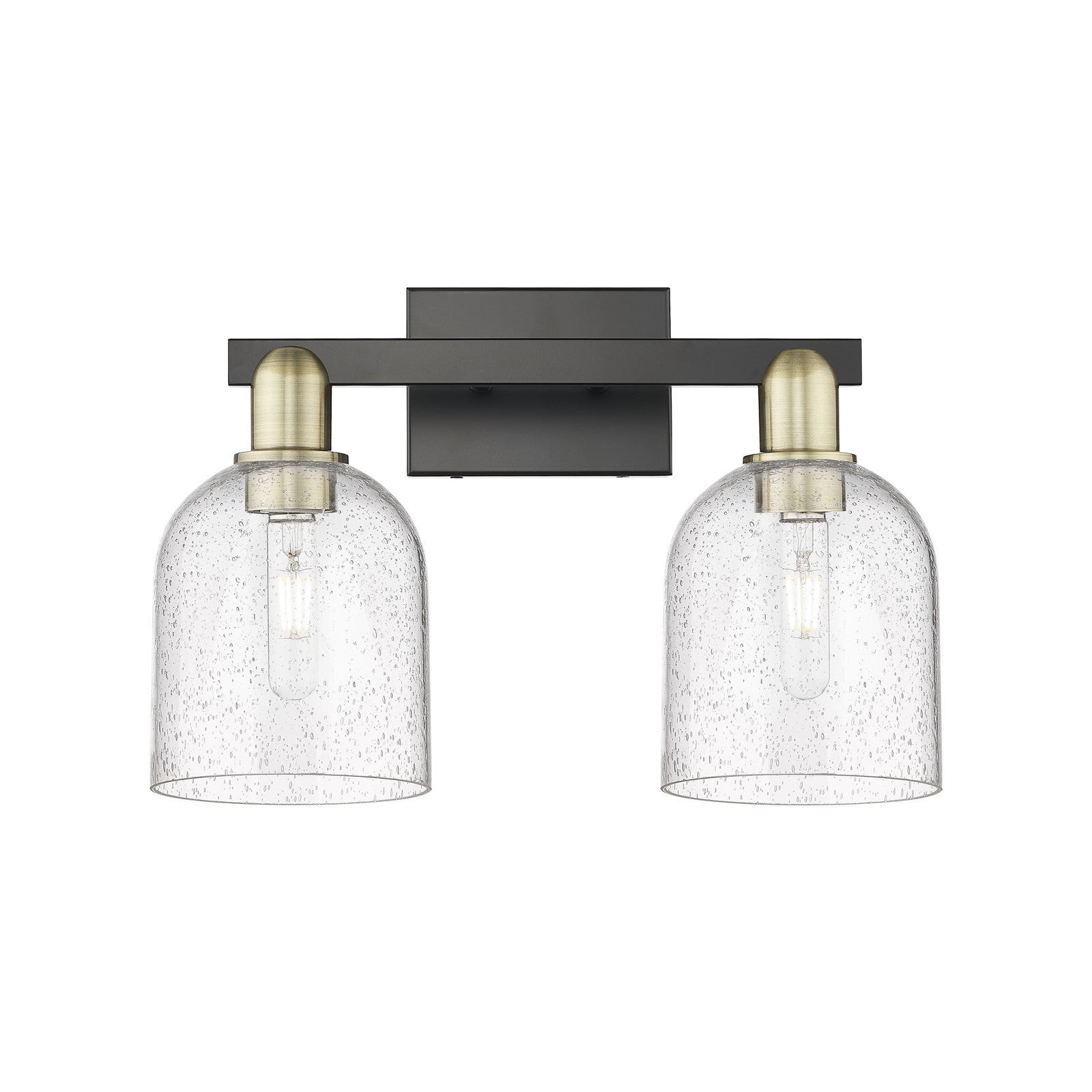 Innovations Bella 17in 2-Light Bath Vanity Light | Industrial Black Antique Brass and Seedy Glass | Bathroom Vanity | 16.5 x | Model 716-2W-BAB-G558-6SDY