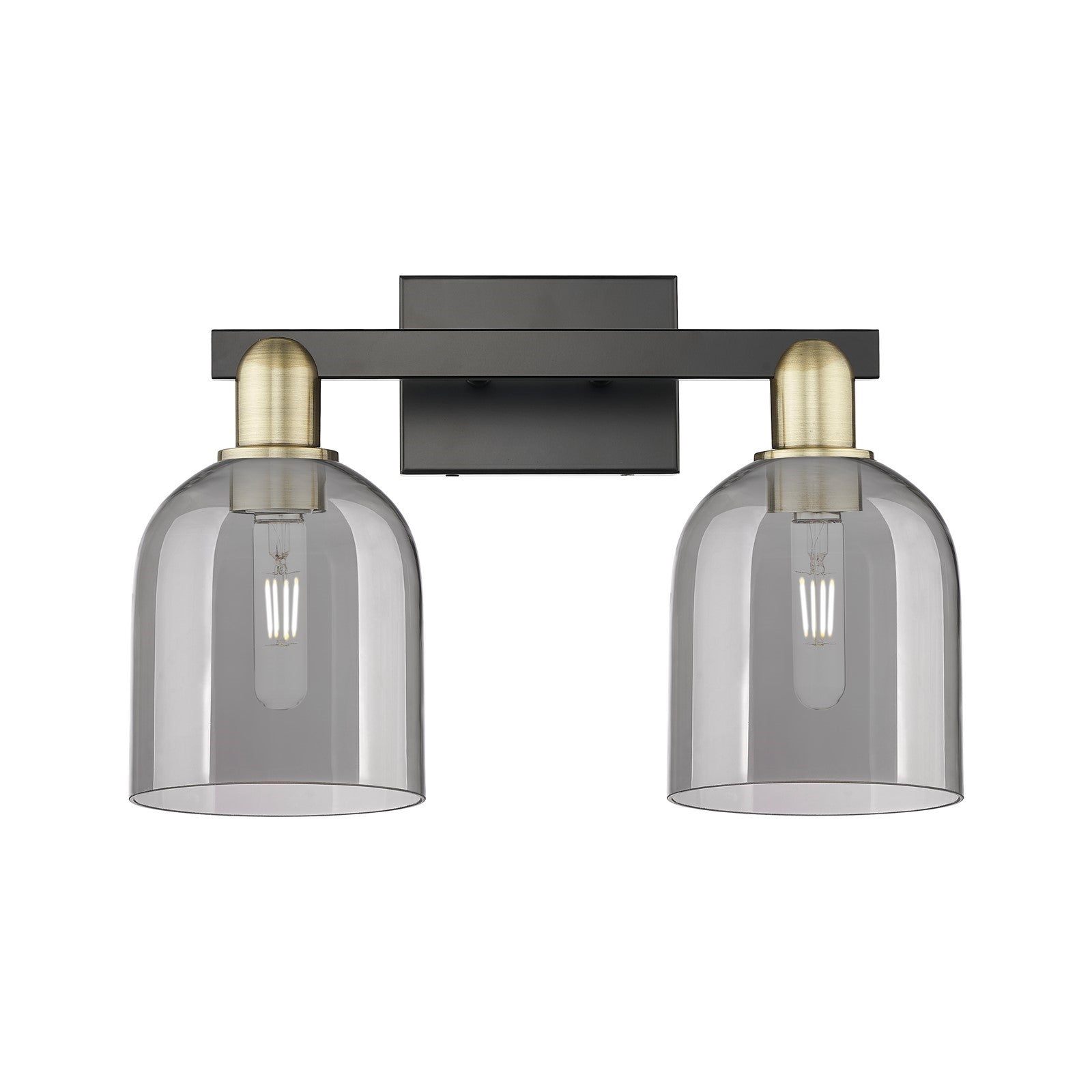 Innovations Bella 17in 2-Light Bath Vanity Light | Industrial Black Antique Brass and Light Smoke Glass | Bathroom Vanity | Model 716-2W-BAB-G558-6SM