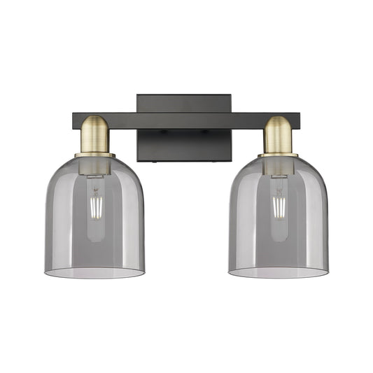 Innovations Bella 17in 2-Light Bath Vanity Light | Industrial Black Antique Brass and Light Smoke Glass | Bathroom Vanity | Model 716-2W-BAB-G558-6SM