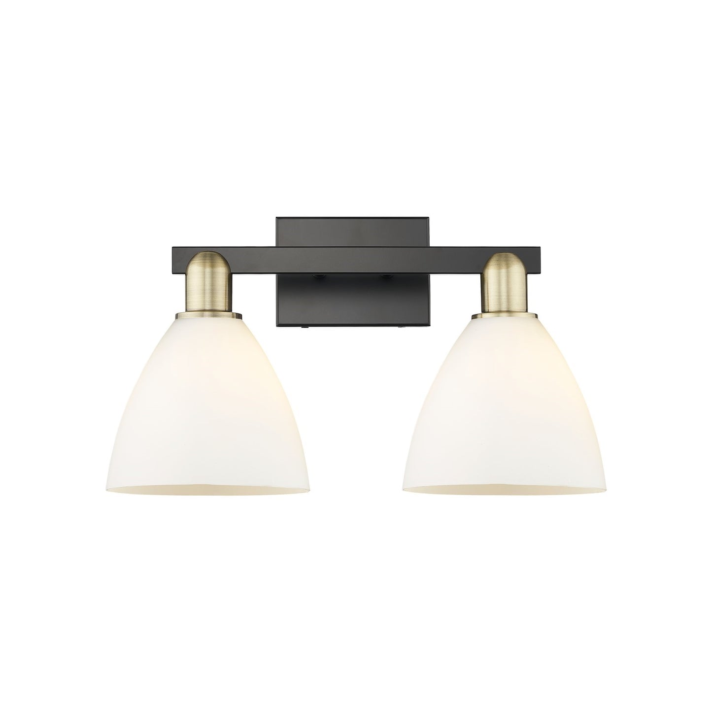 Innovations Bristol 19in 2-Light Bath Vanity Light | Industrial Black Antique Brass and Matte White Glass | Bathroom Vanity | Model 716-2W-BAB-GBD-751