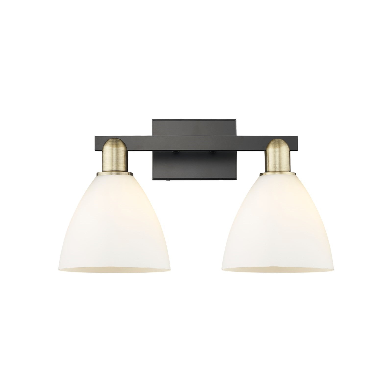 Innovations Bristol 19in 2-Light Bath Vanity Light | Industrial Black Antique Brass and Matte White Glass | Bathroom Vanity | Model 716-2W-BAB-GBD-751