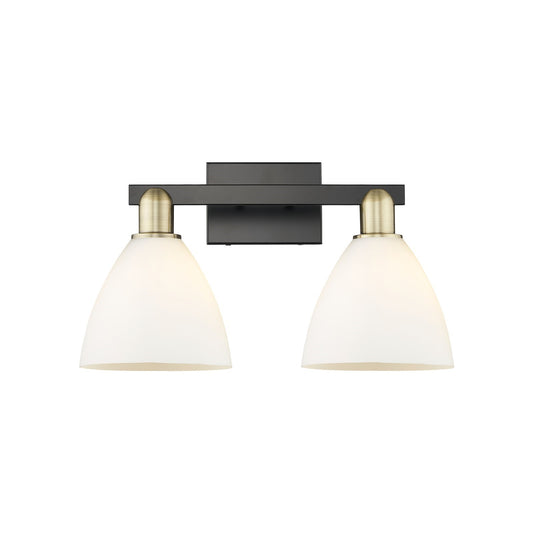 Innovations Bristol 19in 2-Light Bath Vanity Light | Industrial Black Antique Brass and Matte White Glass | Bathroom Vanity | Model 716-2W-BAB-GBD-751