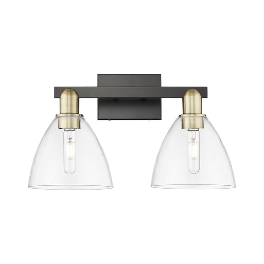 Innovations Bristol 19in 2-Light Bath Vanity Light | Industrial Black Antique Brass Steel and Clear Glass | Bathroom Vanity | Model 716-2W-BAB-GBD-752