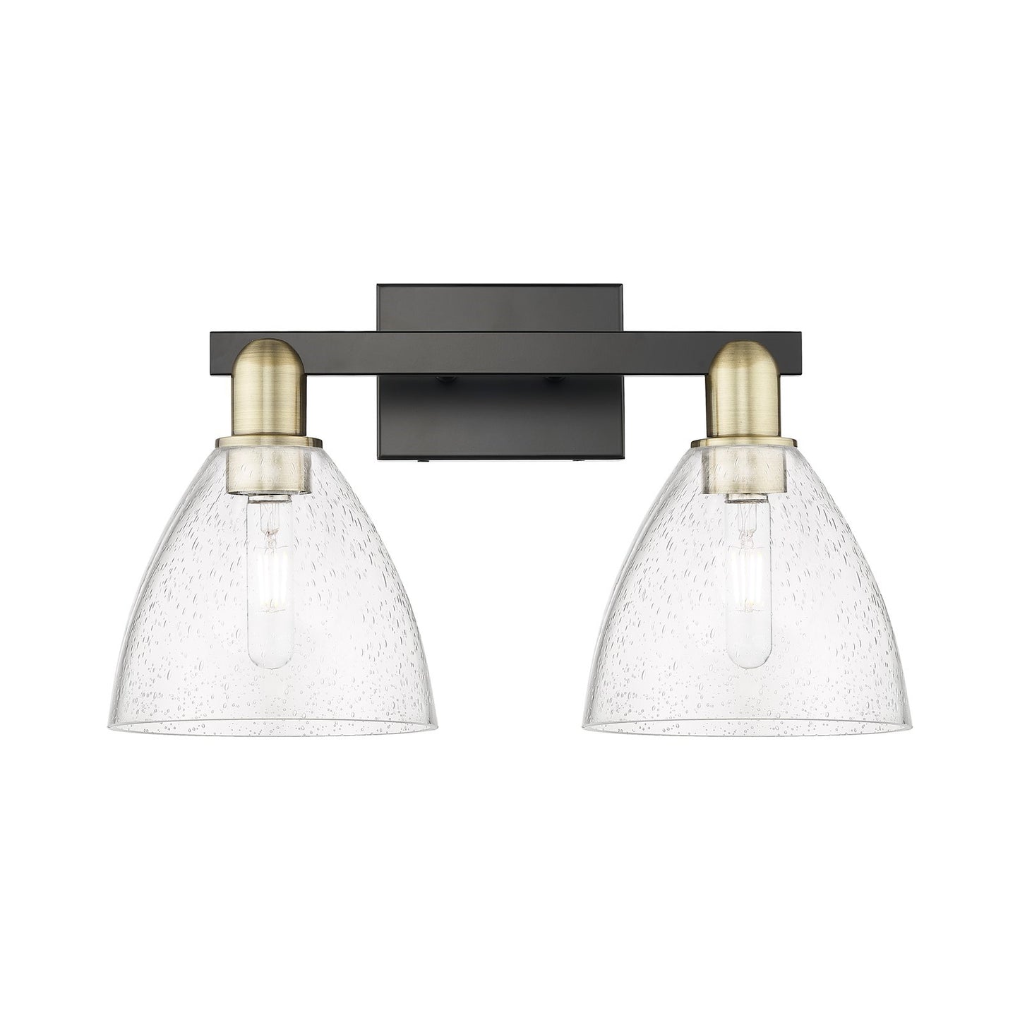 Innovations Bristol 19in 2-Light Bath Vanity Light | Industrial Black Antique Brass and Seedy Glass | Bathroom Vanity | 18.5 x | Model 716-2W-BAB-GBD-754