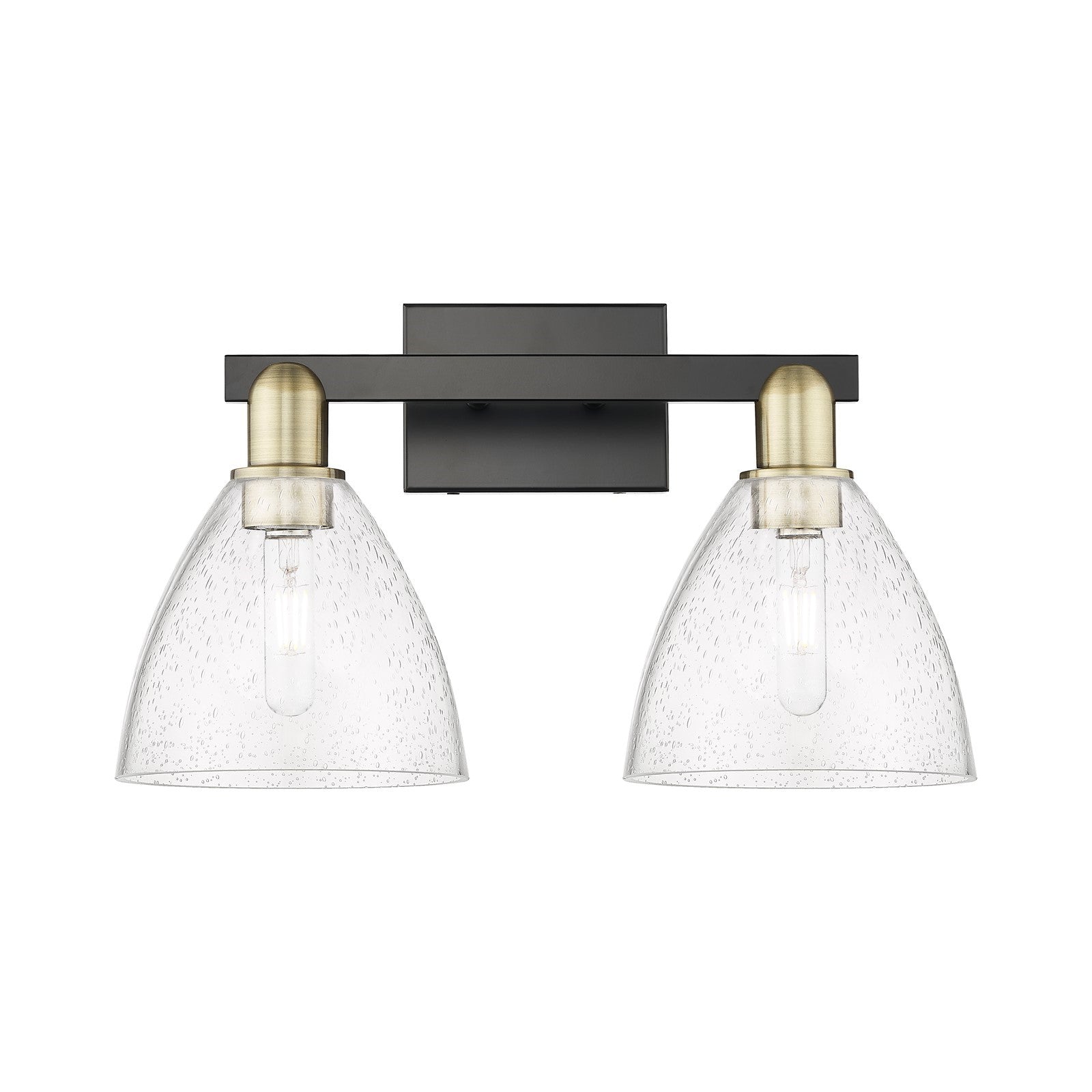 Innovations Bristol 19in 2-Light Bath Vanity Light | Industrial Black Antique Brass and Seedy Glass | Bathroom Vanity | 18.5 x | Model 716-2W-BAB-GBD-754