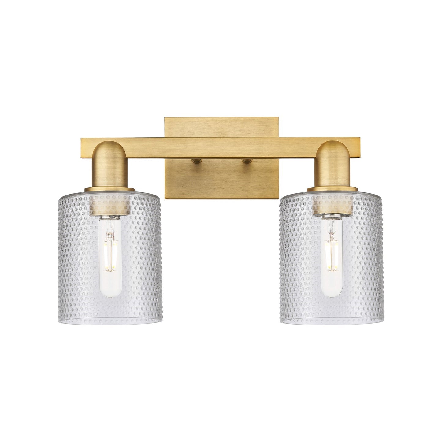 Innovations Cobbleskill 16in 2-Light Bath Vanity Light | Industrial Brushed Brass Steel and Clear Glass | Bathroom Vanity | 16 x | Model 716-2W-BB-G112