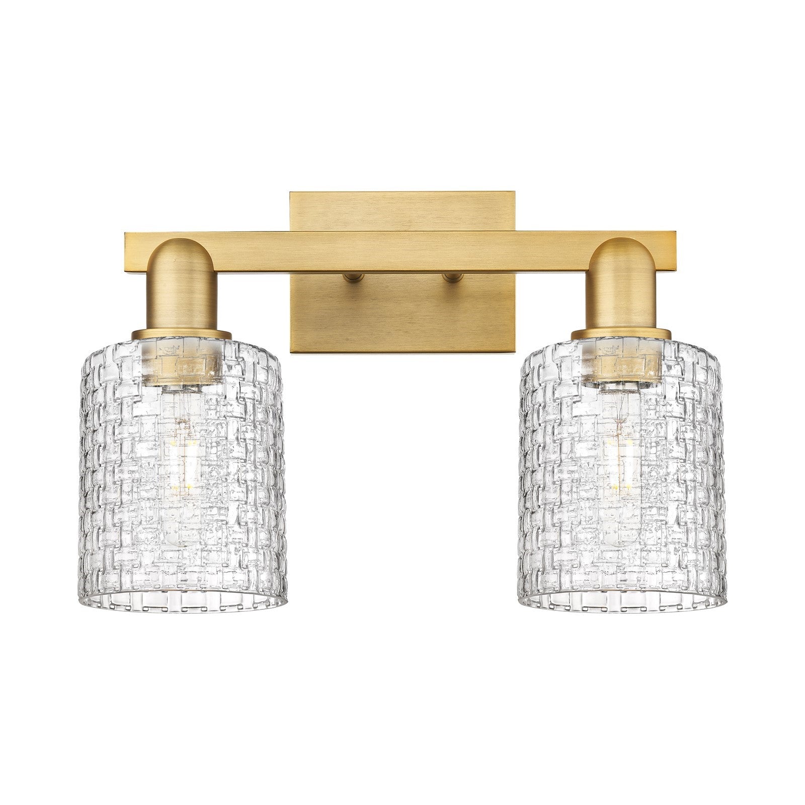 Innovations Cobbleskill 16in 2-Light Bath Vanity Light | Industrial Brushed Brass and Clear Glass | Bathroom Vanity & Powder | Model 716-2W-BB-G112C-5CL