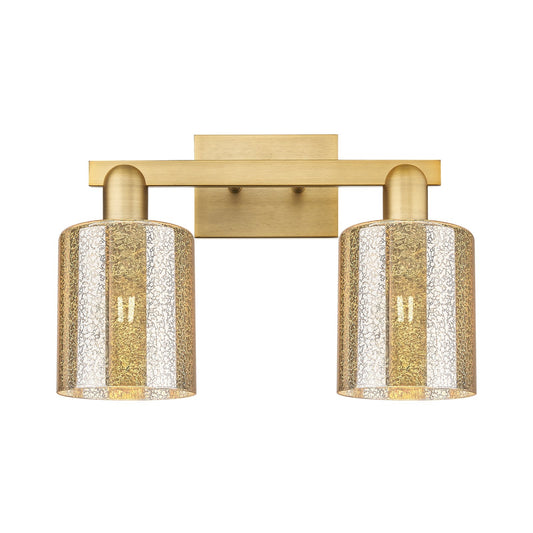 Innovations Cobbleskill 16in 2-Light Bath Vanity Light | Industrial Brushed Brass Steel and Mercury Glass | Bathroom Vanity | 16 x | Model 716-2W-BB-G116