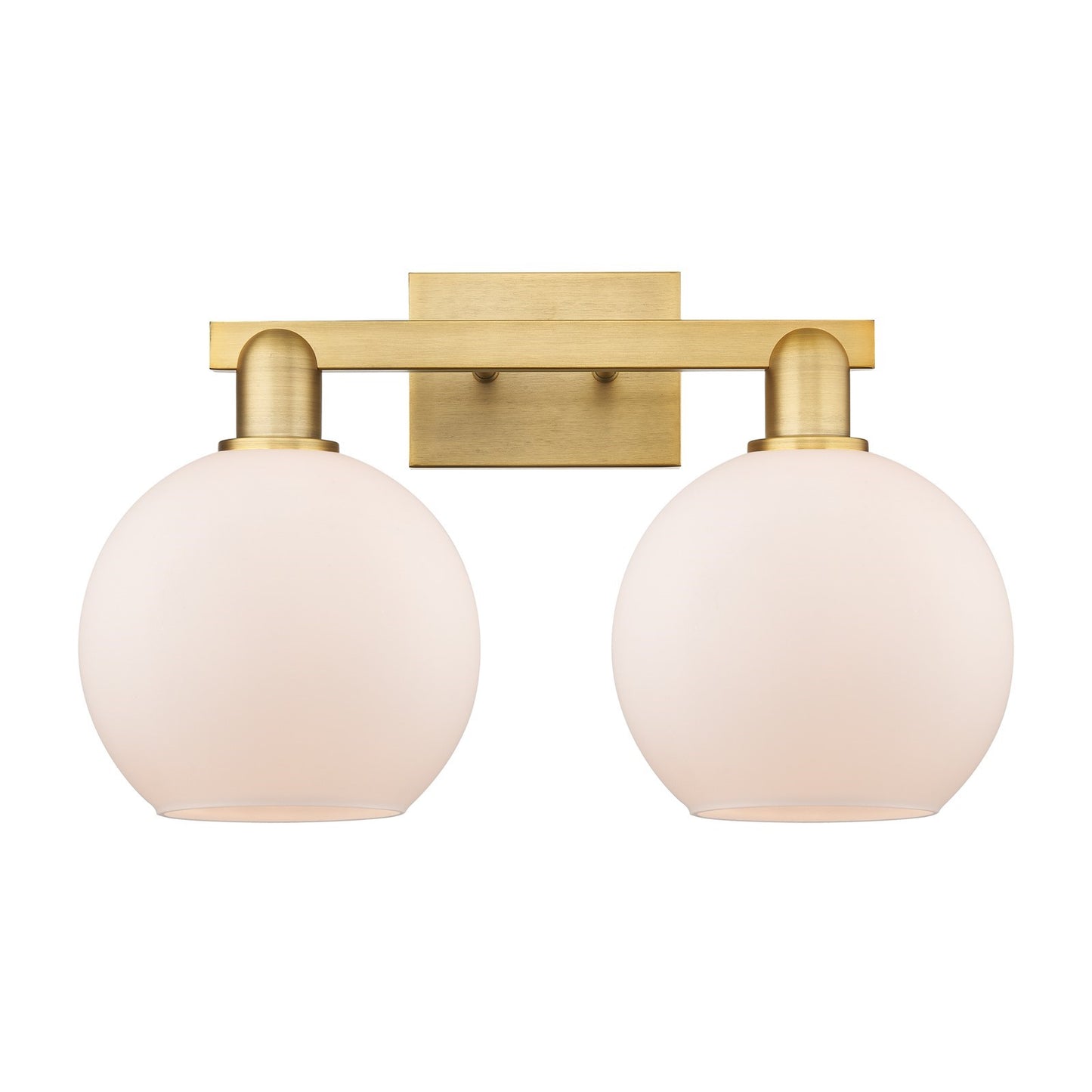 Innovations Athens 19in 2-Light Bath Vanity Light | Industrial Brushed Brass and Matte White Glass | Bathroom Vanity | 19 x 11.75 | Model 716-2W-BB-G121-8