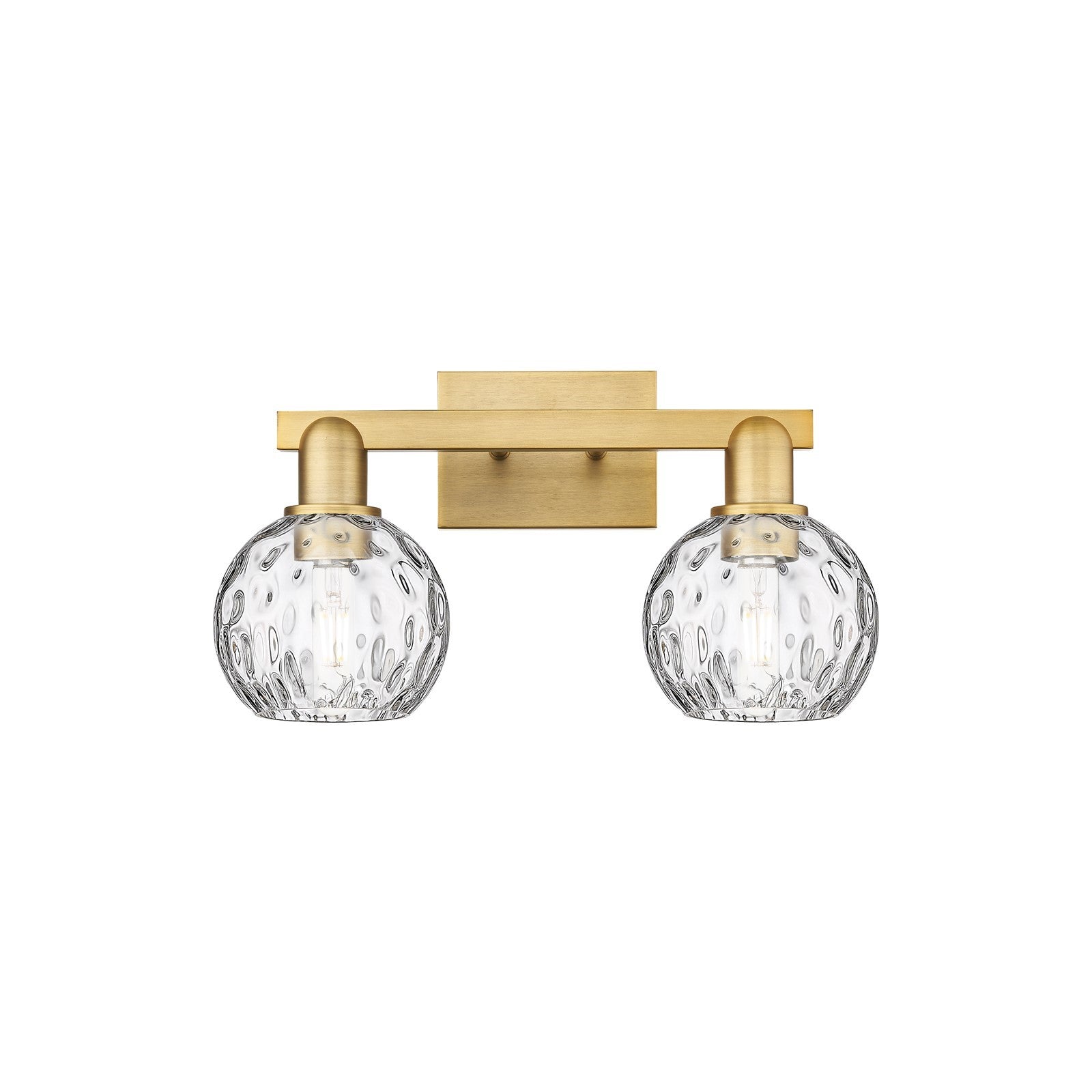 Innovations Athens Water Glass 17in 2-Light Bath Vanity Light | Industrial Brushed Brass and Clear Glass | Bathroom Vanity | 17 | Model 716-2W-BB-G1215-6