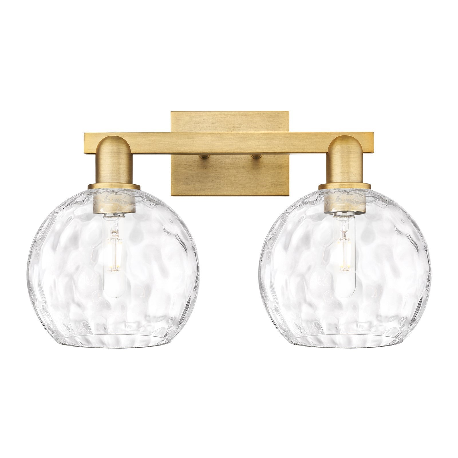 Innovations Athens Water Glass 19in 2-Light Bath Vanity Light | Industrial Brushed Brass and Clear Glass | Bathroom Vanity | 19 | Model 716-2W-BB-G1215-8