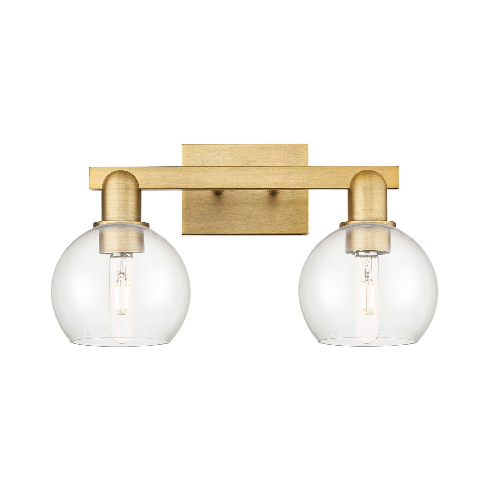 Innovations Athens 17in 2-Light Bath Vanity Light | Industrial Brushed Brass Steel and Clear Glass | Bathroom Vanity | 16.88 x | Model 716-2W-BB-G122-6