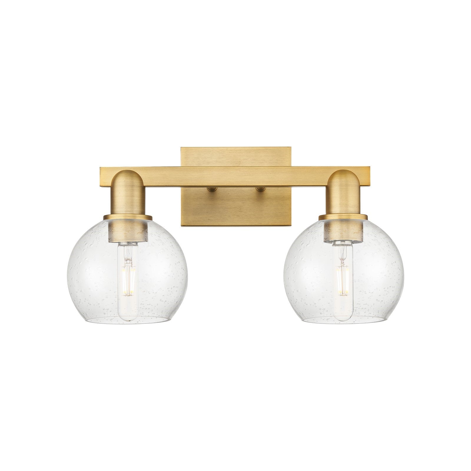 Innovations Athens 17in 2-Light Bath Vanity Light | Industrial Brushed Brass Steel and Seedy Glass | Bathroom Vanity | 16.88 x | Model 716-2W-BB-G124-6